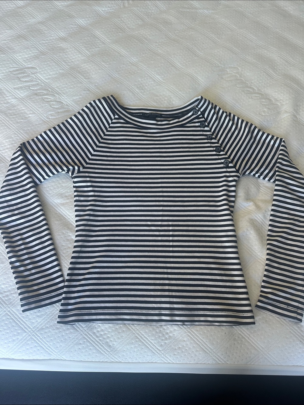 Banana Republic Black & White Striped Long Sleeve Top